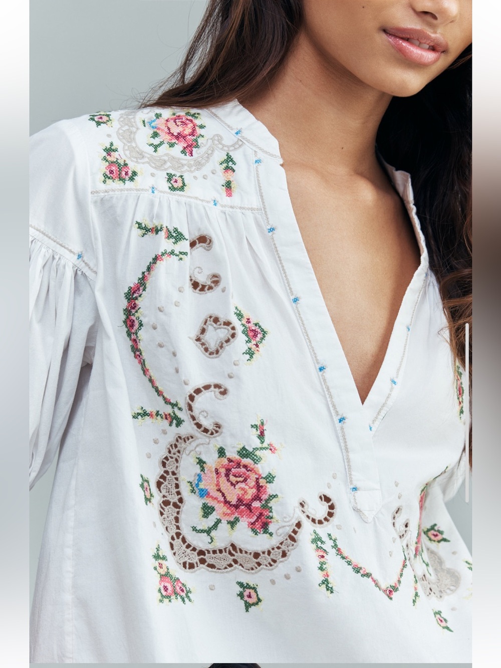 Anthropologie: Embroidered Darcey Popover Swing Top - Picture 3 of 9